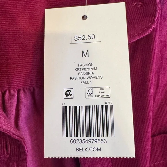 NWT Kim Rogers Corduroy Shirt - Picture 5 of 8